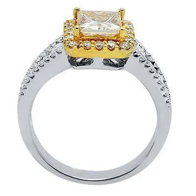 14K Solid White Gold Yellow Diamond Engagement Ring 2.22 Ctw