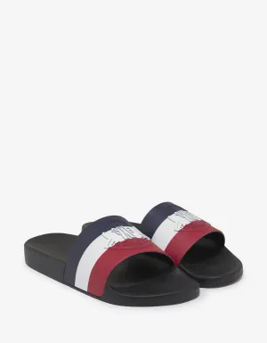 Basile Black Tricolour Logo Slide Sandals