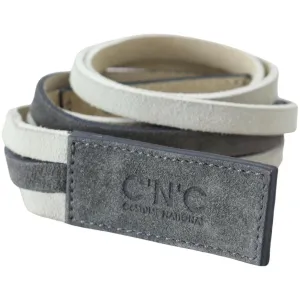 Costume National Chic White Leather Logo Belt