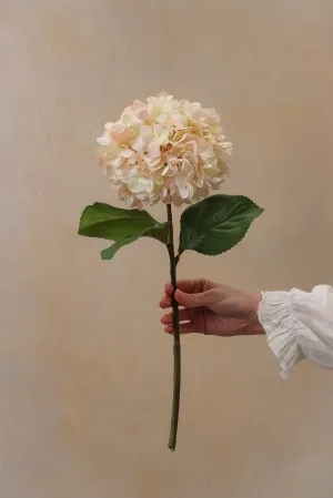 Faux Blush Pink and Warm White Hydrangea Stem