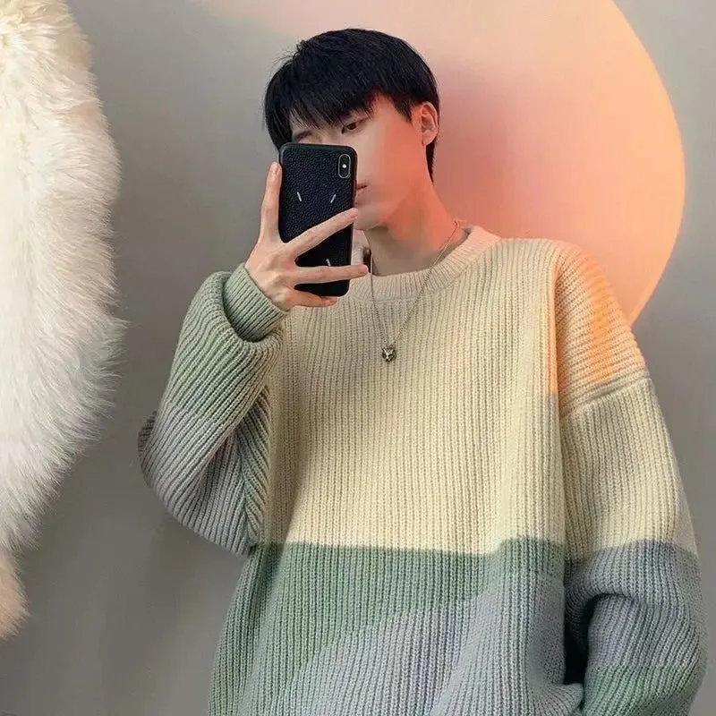 Men's Lazy High-grade Hong Kong Style Youth Round Neck Pullover Sweater