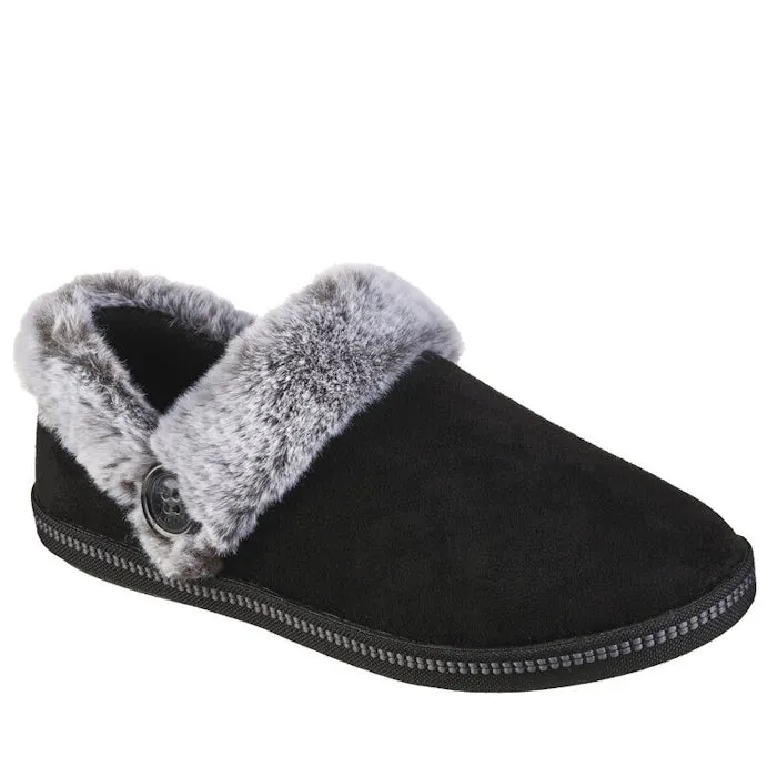 Skechers Cozy Campfire Fresh Toast Black Womens Vegan Slipper