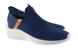 Skechers Trainers Mens Slip Ins Ultra Flex 3.0 Navy and Orange