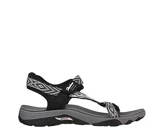 Skechers Womens Arch Fit Reggae Grounded Black White