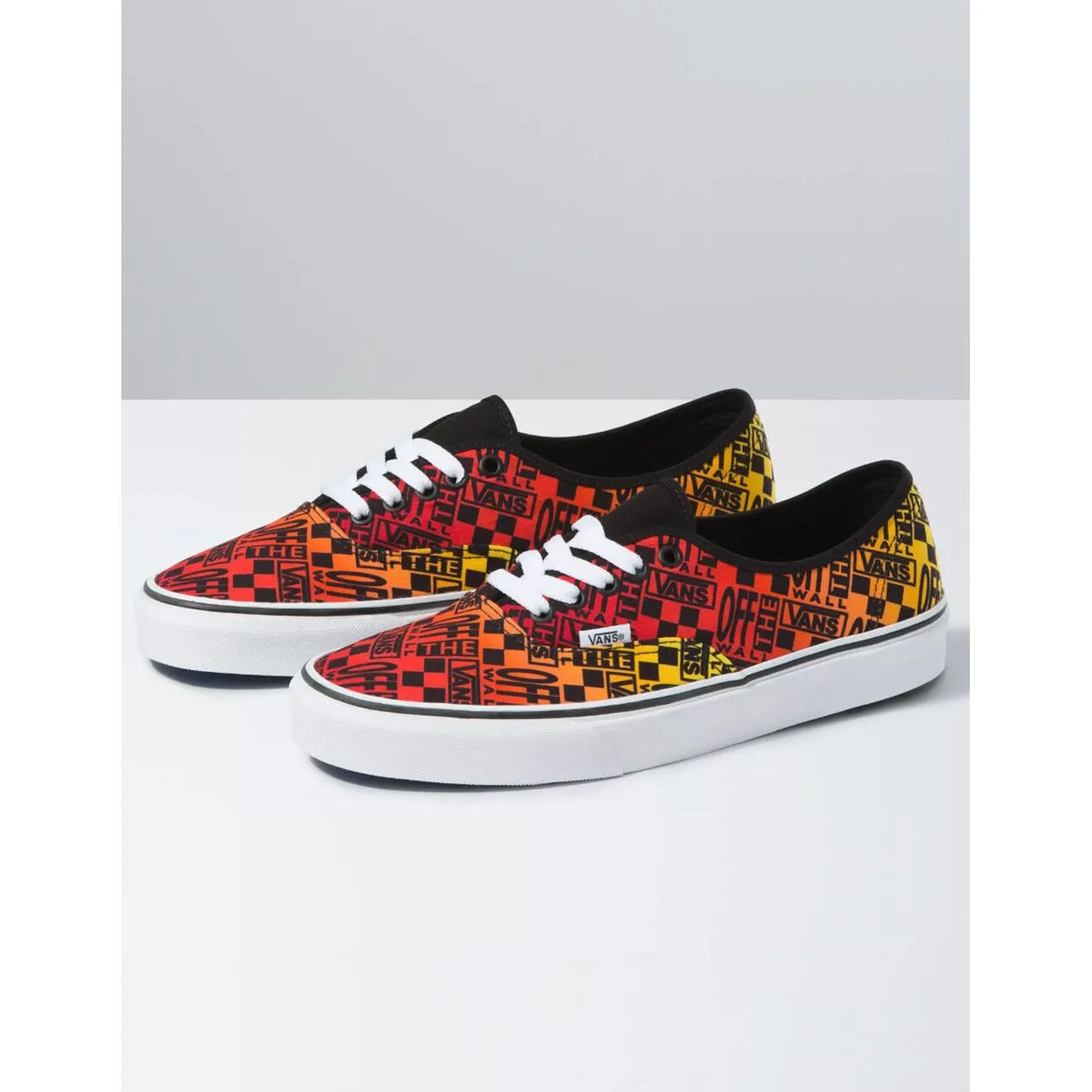 Vans Unisex Logo Flame Authentic Shoes - Black / Fire / White